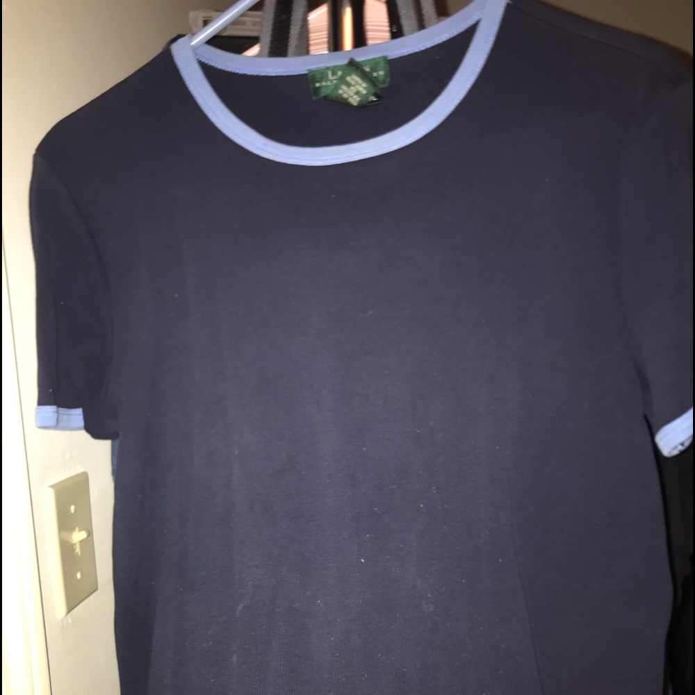 A dark blue and baby blue short sleeve